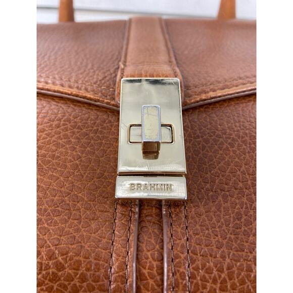 BRAHMIN, LARGE BROWN PEBBLED LEATHER HANDBAG - Picture 12 of 16
